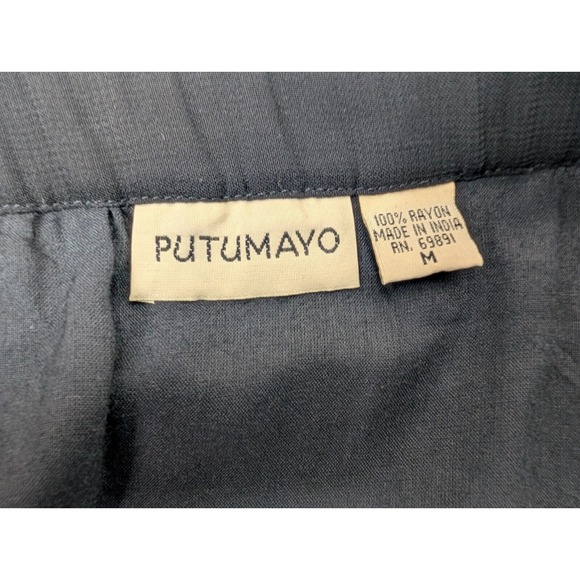 Putumayo Floral Maxi Skirt Black Whimsigoth Pleated Side Buttons Rayon Sz M NWOT - Picture 3 of 14